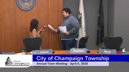 Annual Township Meeting with Kyle Patterson taking oath from clerk to lead meeting